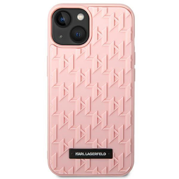Karl Lagerfeld 3D Monogram dėklas iPhone 14 Plus – rožinis