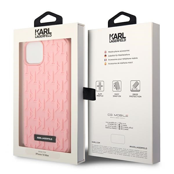 Karl Lagerfeld 3D Monogram dėklas iPhone 14 Plus – rožinis