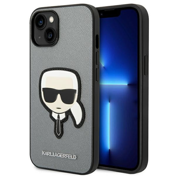 Karl Lagerfeld dėklas iPhone 14/15 Plus – sidabrinis