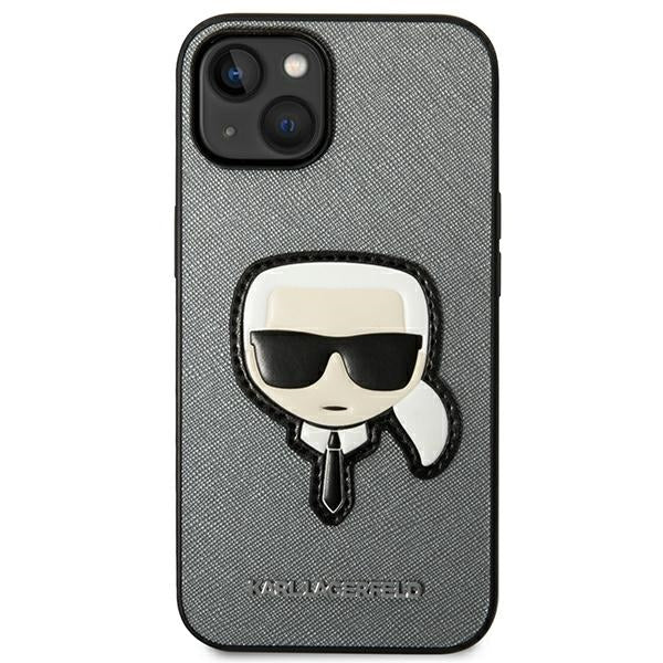 Karl Lagerfeld dėklas iPhone 14/15 Plus – sidabrinis