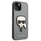 Karl Lagerfeld dėklas iPhone 14/15 Plus – sidabrinis