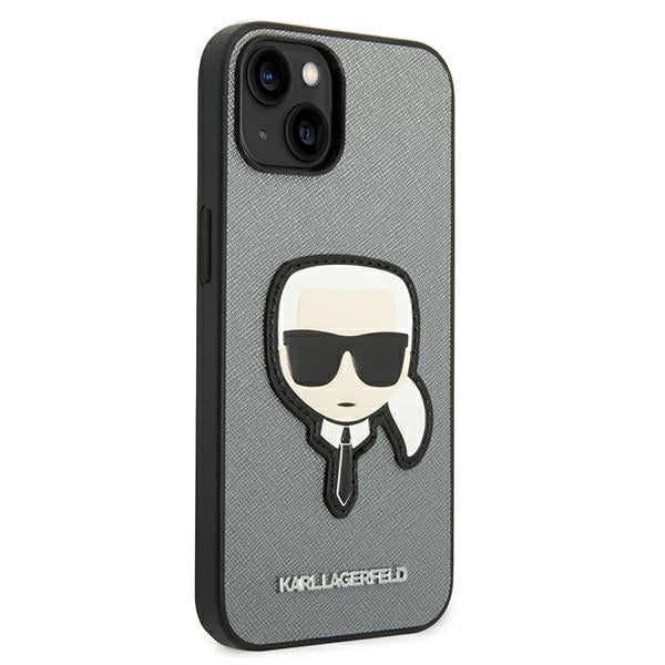 Karl Lagerfeld dėklas iPhone 14/15 Plus – sidabrinis