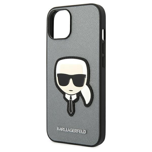 Karl Lagerfeld dėklas iPhone 14/15 Plus – sidabrinis