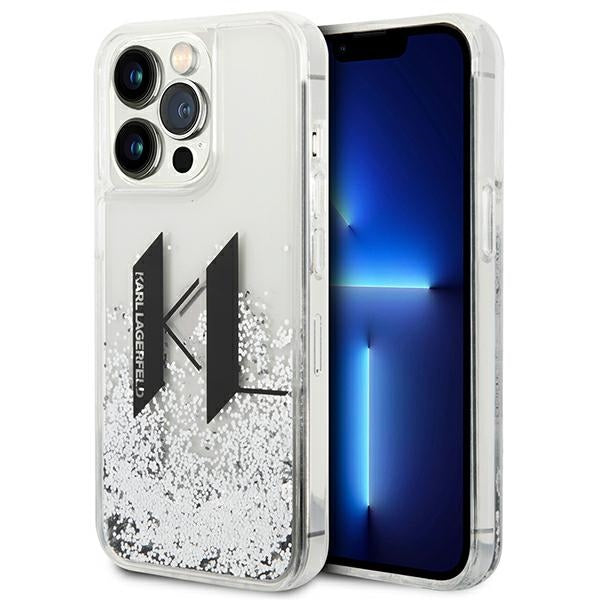 Karl Lagerfeld blizgantis dėklas iPhone 14 Pro – sidabrinis -- iPhone 14 Pro