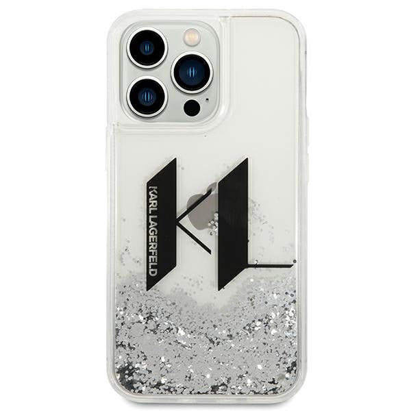 Karl Lagerfeld blizgantis dėklas iPhone 14 Pro – sidabrinis -- iPhone 14 Pro