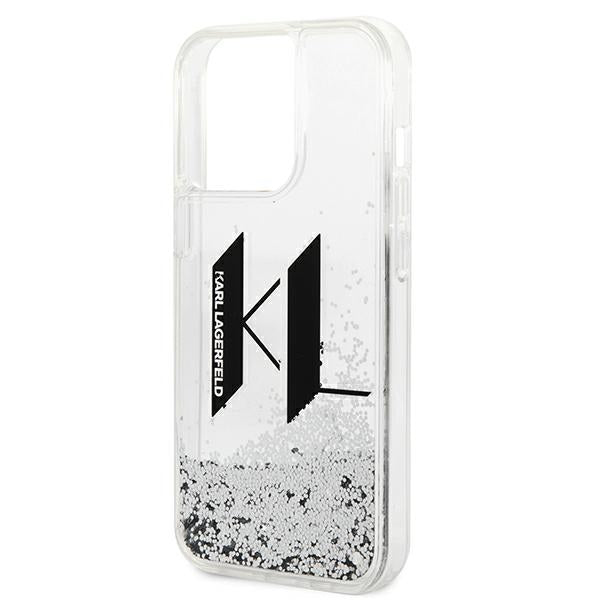 Karl Lagerfeld blizgantis dėklas iPhone 14 Pro – sidabrinis -- iPhone 14 Pro