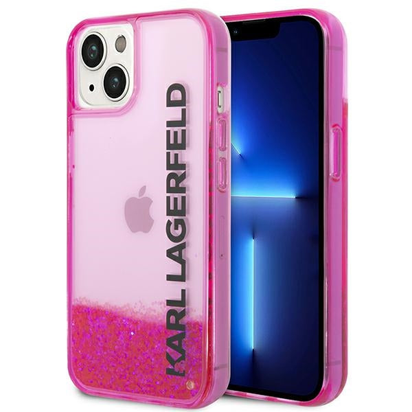 Karl Lagerfeld Liquid Glitter dėklas iPhone 14/15 Plus – rožinis
