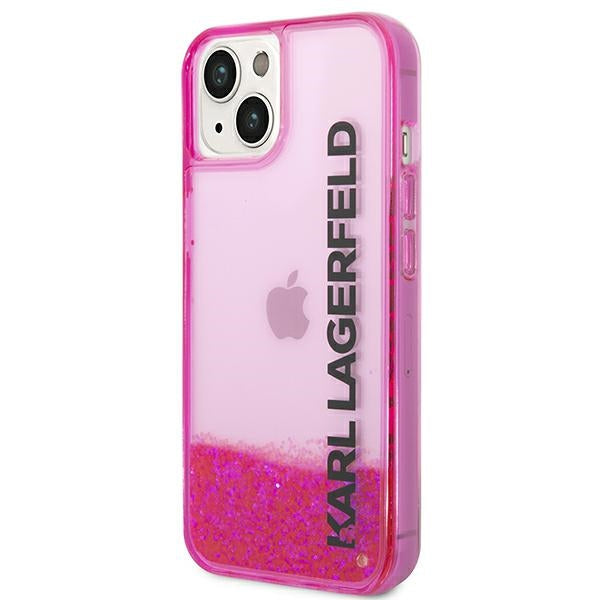 Karl Lagerfeld Liquid Glitter dėklas iPhone 14/15 Plus – rožinis