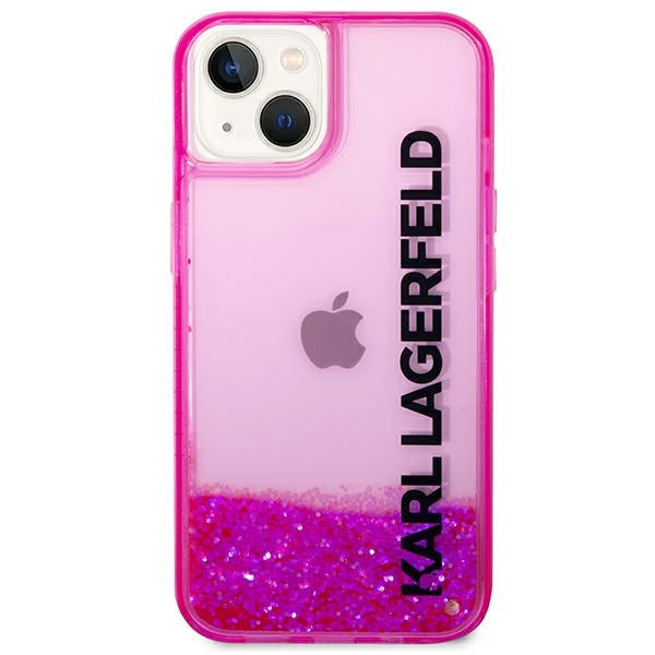 Karl Lagerfeld Liquid Glitter dėklas iPhone 14/15 Plus – rožinis