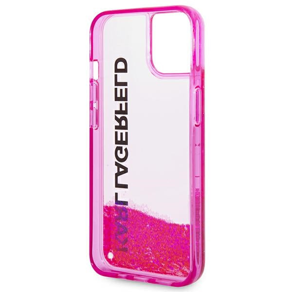 Karl Lagerfeld Liquid Glitter dėklas iPhone 14/15 Plus – rožinis