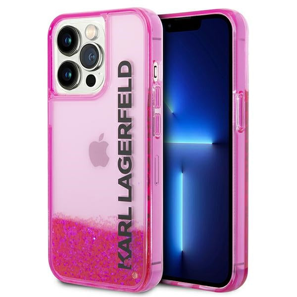 Karl Lagerfeld Liquid Glitter dėklas iPhone 14 Pro – rožinis -- iPhone 14 Pro