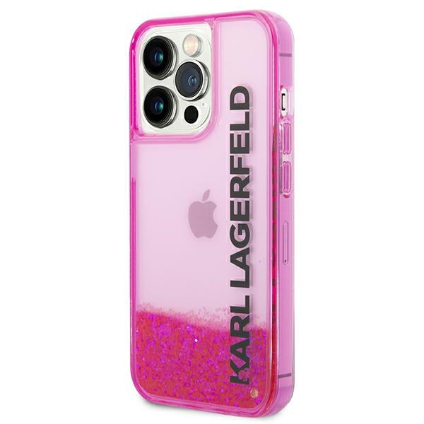 Karl Lagerfeld Liquid Glitter dėklas iPhone 14 Pro – rožinis -- iPhone 14 Pro
