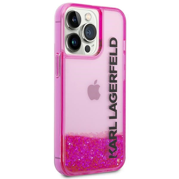 Karl Lagerfeld Liquid Glitter dėklas iPhone 14 Pro – rožinis -- iPhone 14 Pro