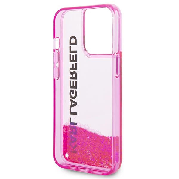 Karl Lagerfeld Liquid Glitter dėklas iPhone 14 Pro – rožinis -- iPhone 14 Pro