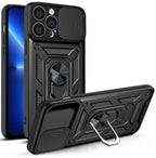 Šarvuotas dėklas iPhone 13 Pro su kameros dangteliu – juodas