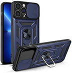 Šarvuotas dėklas iPhone 13 Pro su kameros dangteliu – mėlynas