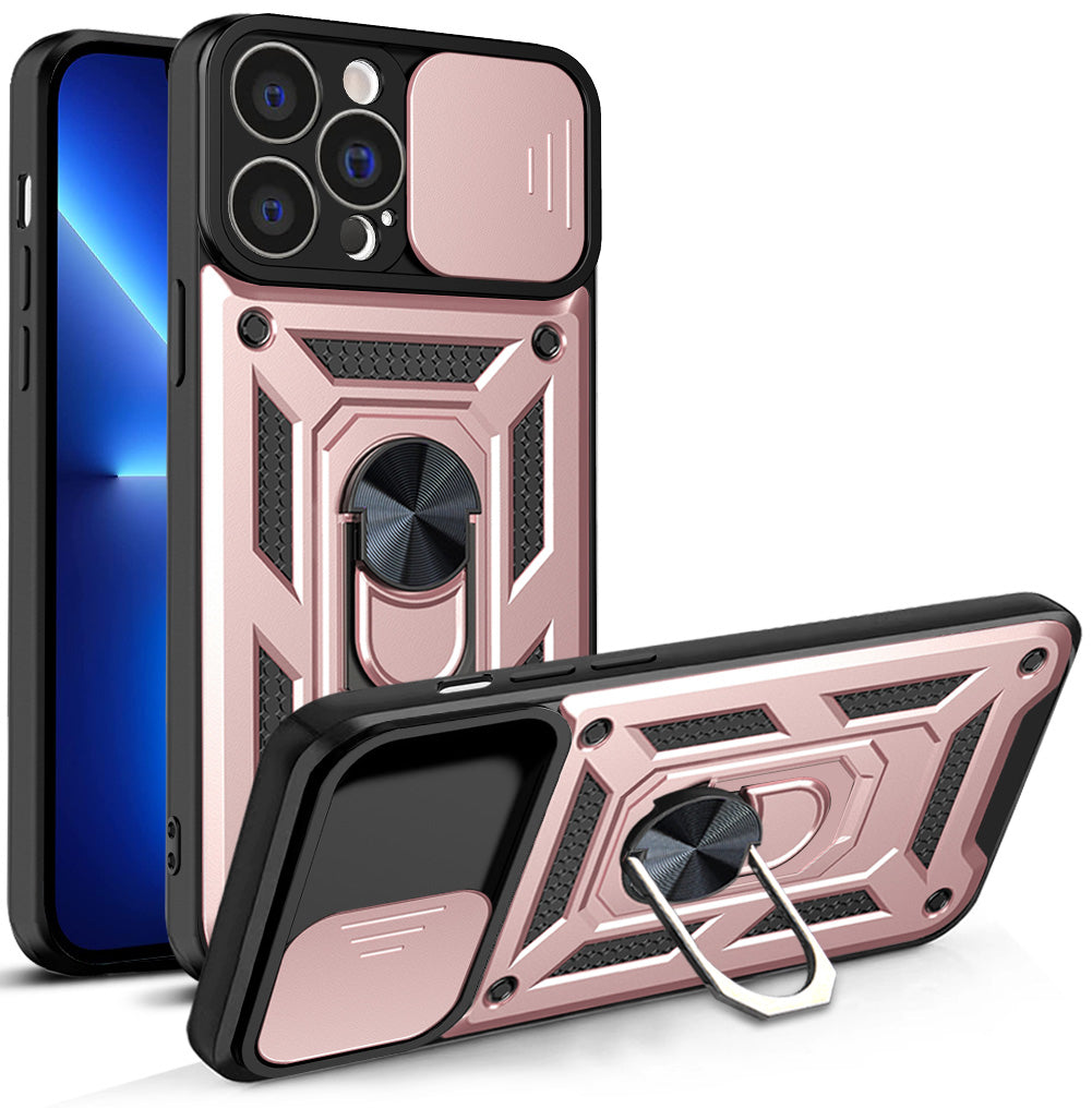 Hybrid Armor Camshield dėklas iPhone 13 Pro – rožinis