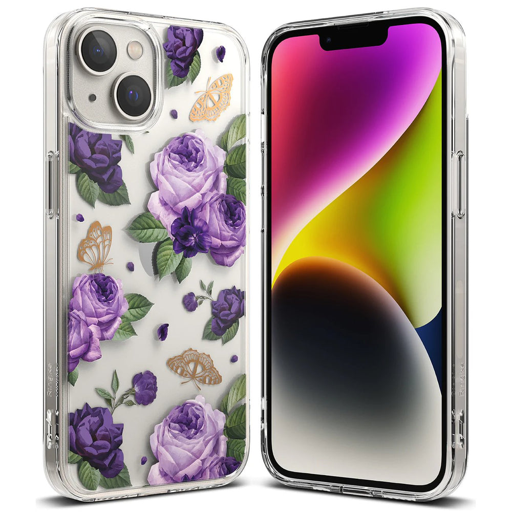 Ringke Fusion Design dėklas iPhone 14 Plus – skaidrus, Purple Rose -- iPhone 14 Plus