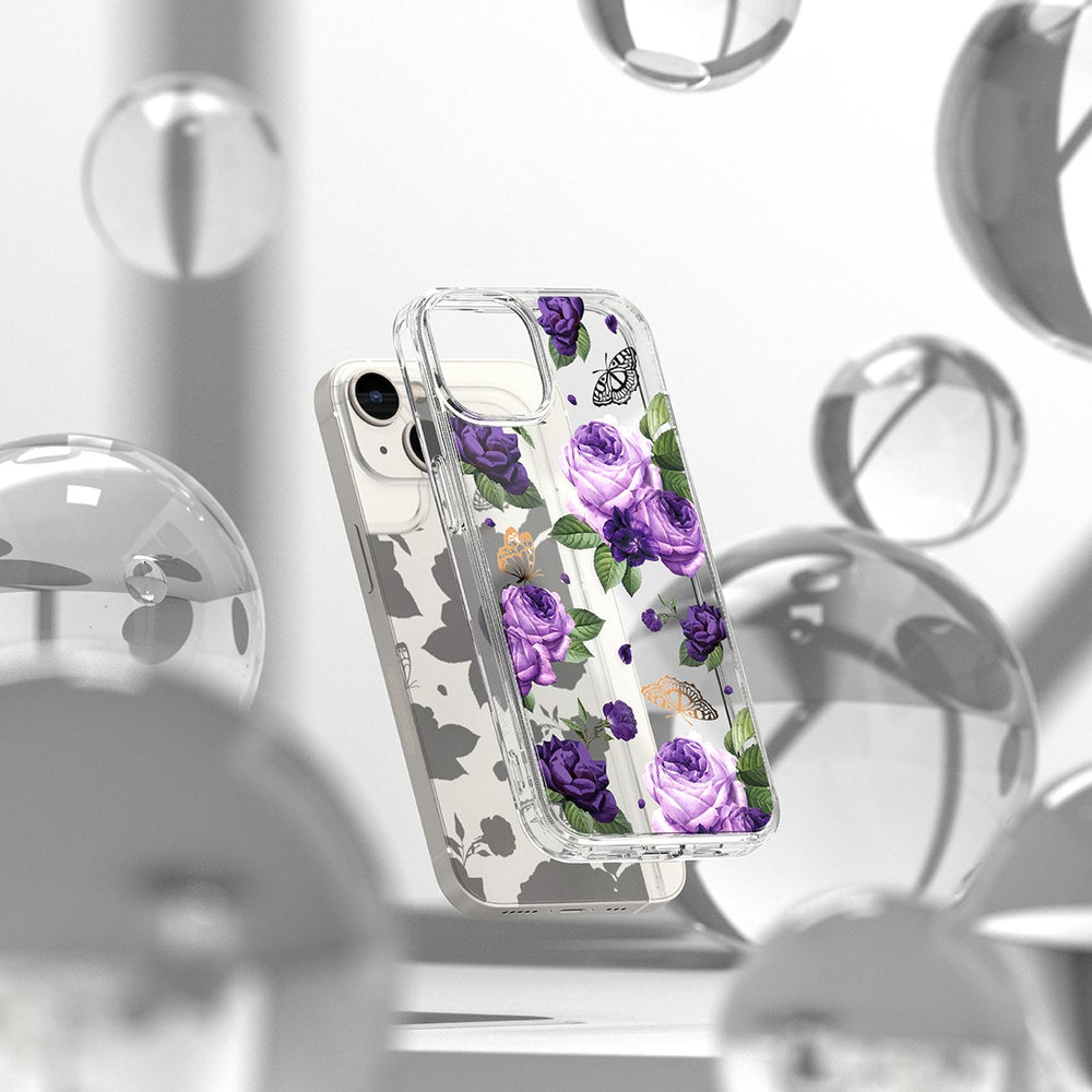 Ringke Fusion Design dėklas iPhone 14 Plus – skaidrus, Purple Rose -- iPhone 14 Plus