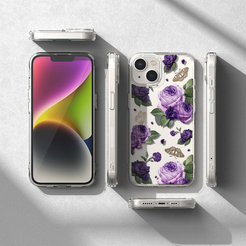 Ringke Fusion Design dėklas iPhone 14 Plus – skaidrus, Purple Rose -- iPhone 14 Plus