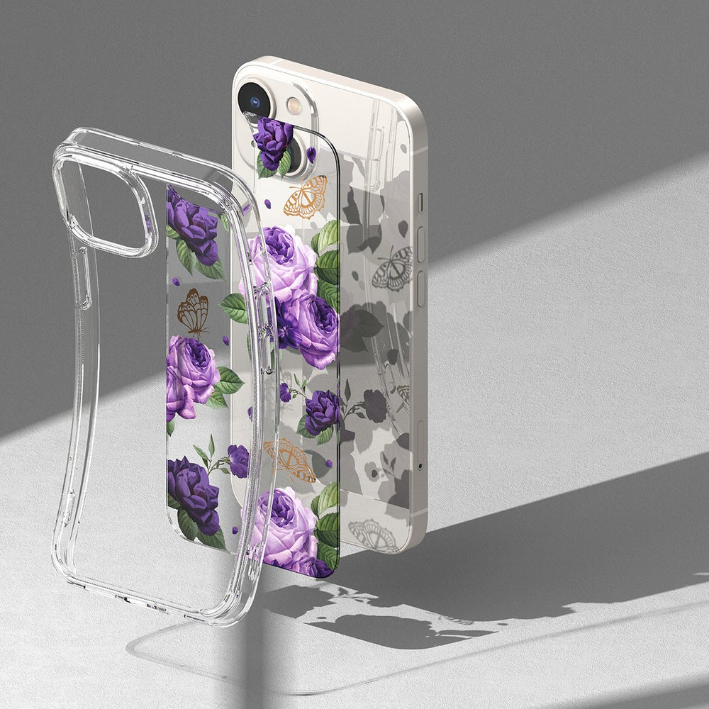 Ringke Fusion Design dėklas iPhone 14 Plus – skaidrus, Purple Rose -- iPhone 14 Plus