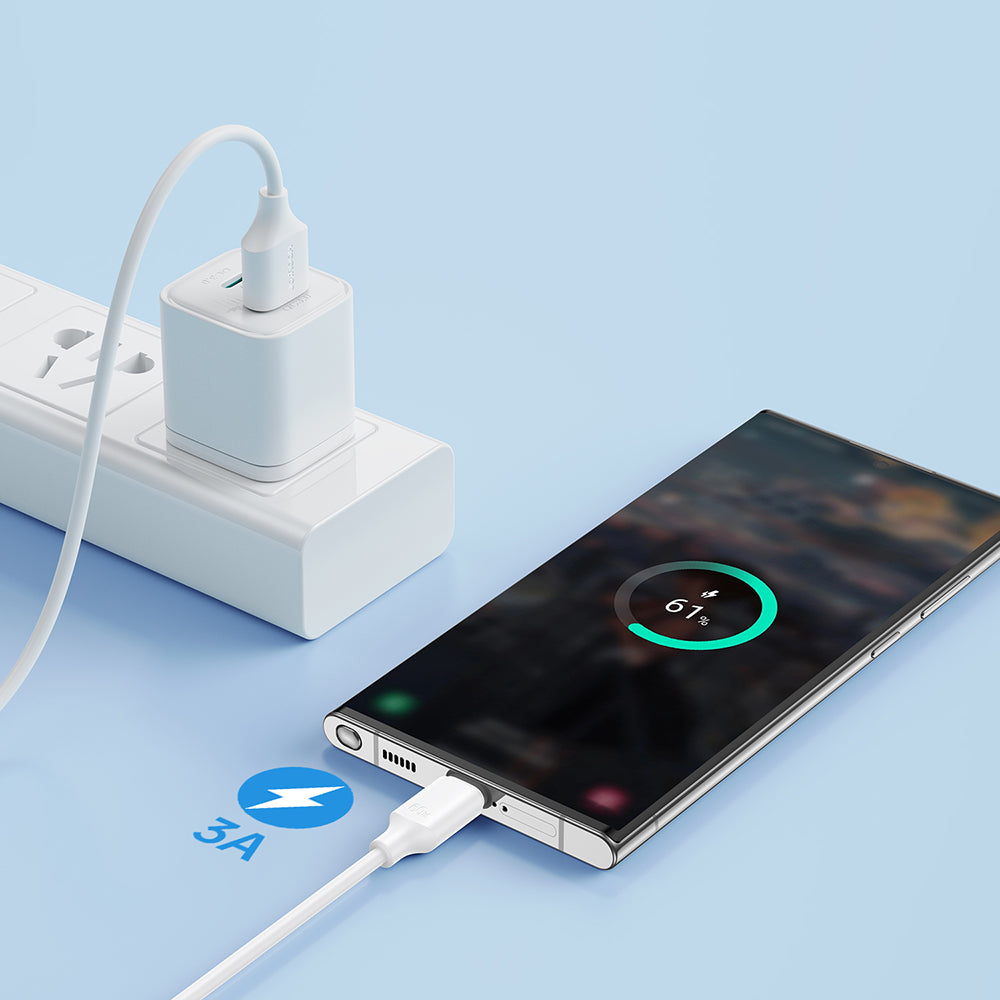 Joyroom Long-Lasting Series A9 Laidas USB-A / USB-C 3A 1m - baltas