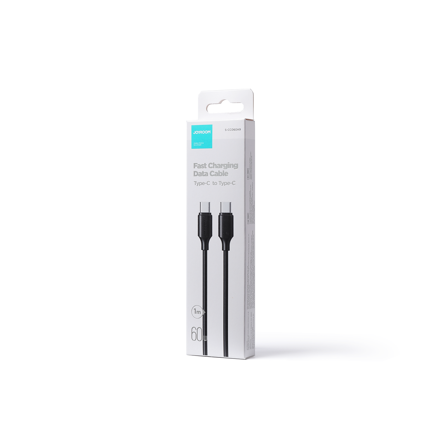 Joyroom Long-Lasting Series A9 Laidas USB-C / USB-C PD QC 60W 3A 1m - juodas