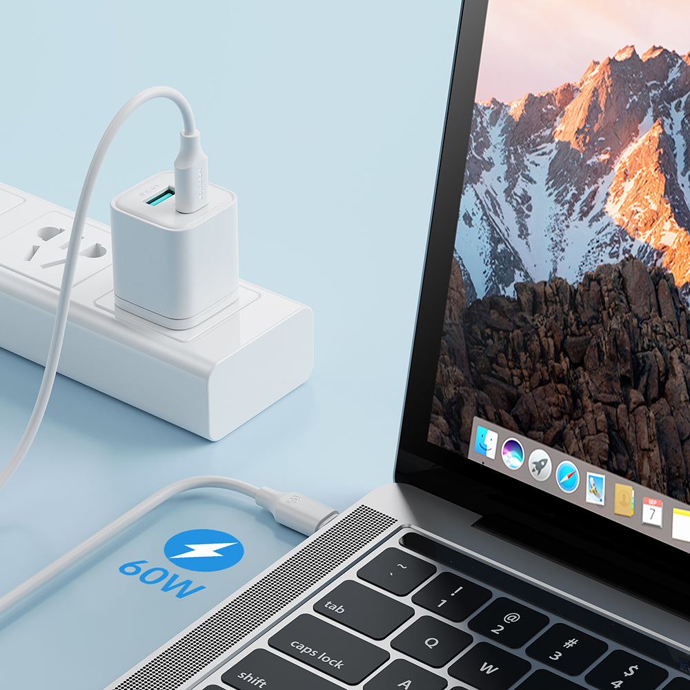 Joyroom Long-Lasting Series A9 Laidas USB-C / USB-C PD QC 60W 3A 1m - baltas