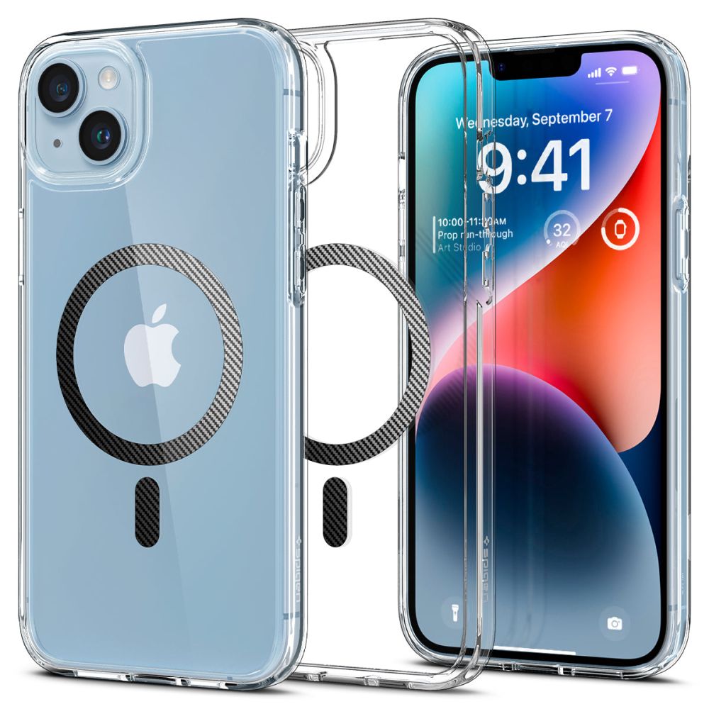 Spigen Ultra Hybrid MagSafe dėklas iPhone 14 Plus – skaidrus pilkas