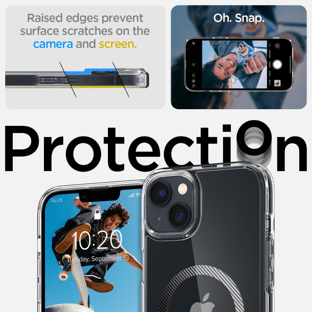 Spigen Ultra Hybrid MagSafe dėklas iPhone 14 Plus – skaidrus pilkas