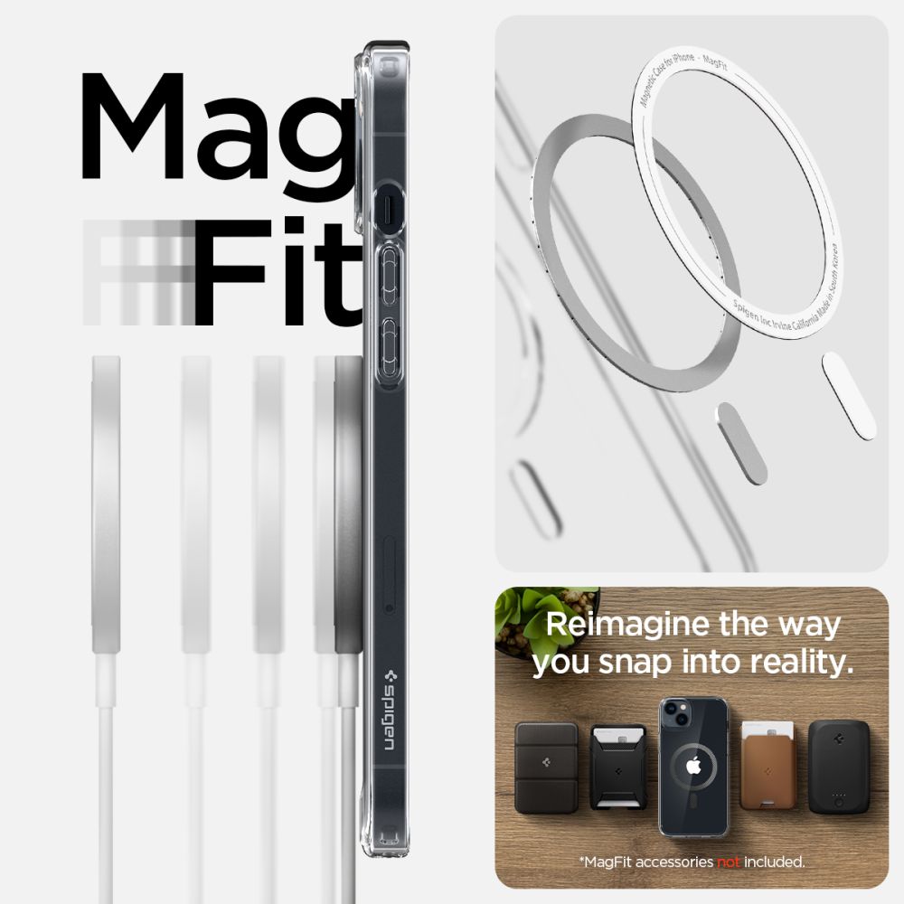 Spigen Ultra Hybrid MagSafe dėklas iPhone 14 Plus – skaidrus pilkas