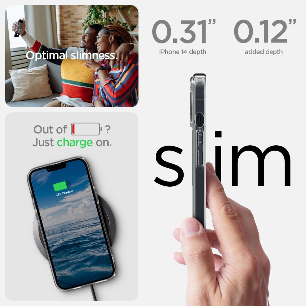 Spigen Ultra Hybrid MagSafe dėklas iPhone 14 Plus – skaidrus pilkas
