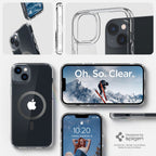 Spigen Ultra Hybrid MagSafe dėklas iPhone 14 Plus – skaidrus pilkas