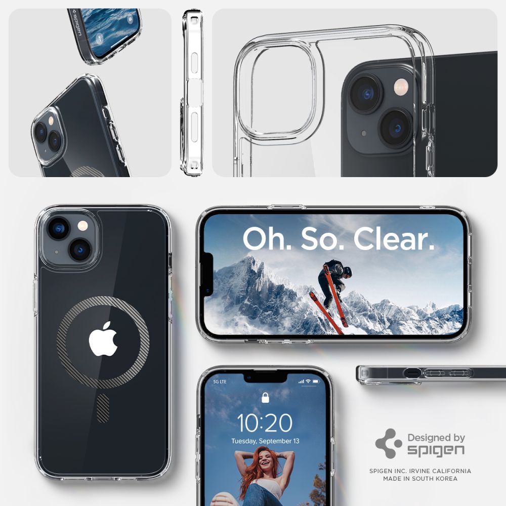 Spigen Ultra Hybrid MagSafe dėklas iPhone 14 Plus – skaidrus pilkas