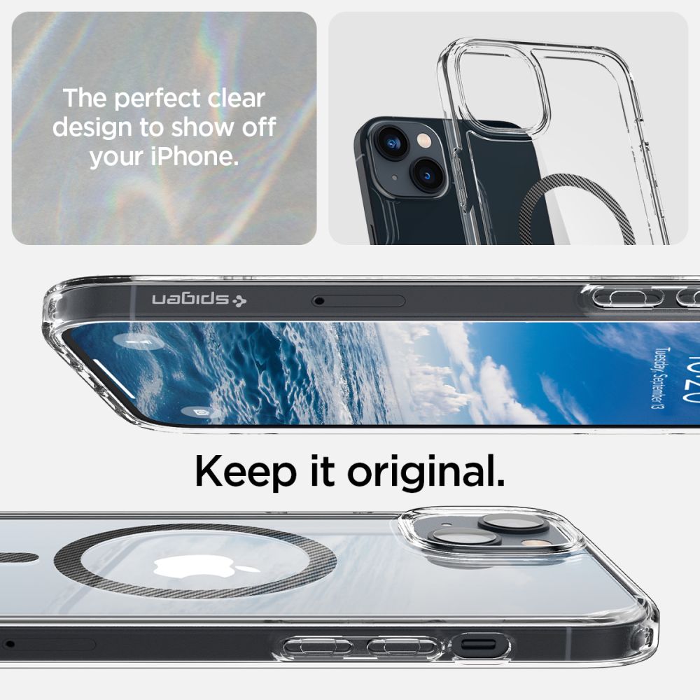 Spigen Ultra Hybrid MagSafe dėklas iPhone 14 Plus – skaidrus pilkas