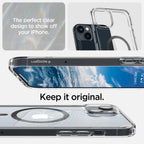 Spigen Ultra Hybrid MagSafe dėklas iPhone 14 Plus – skaidrus pilkas
