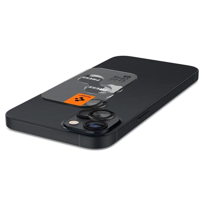Spigen Optik.TR kameros stiklas iPhone 14/15 (Plus) – juodas, 2 vnt.
