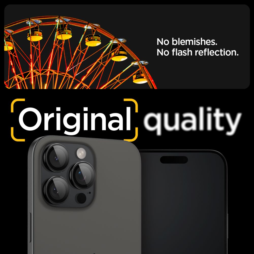Spigen Optik.TR kameros stiklas iPhone 14–17 Pro/Max (2 vnt.) – juodas