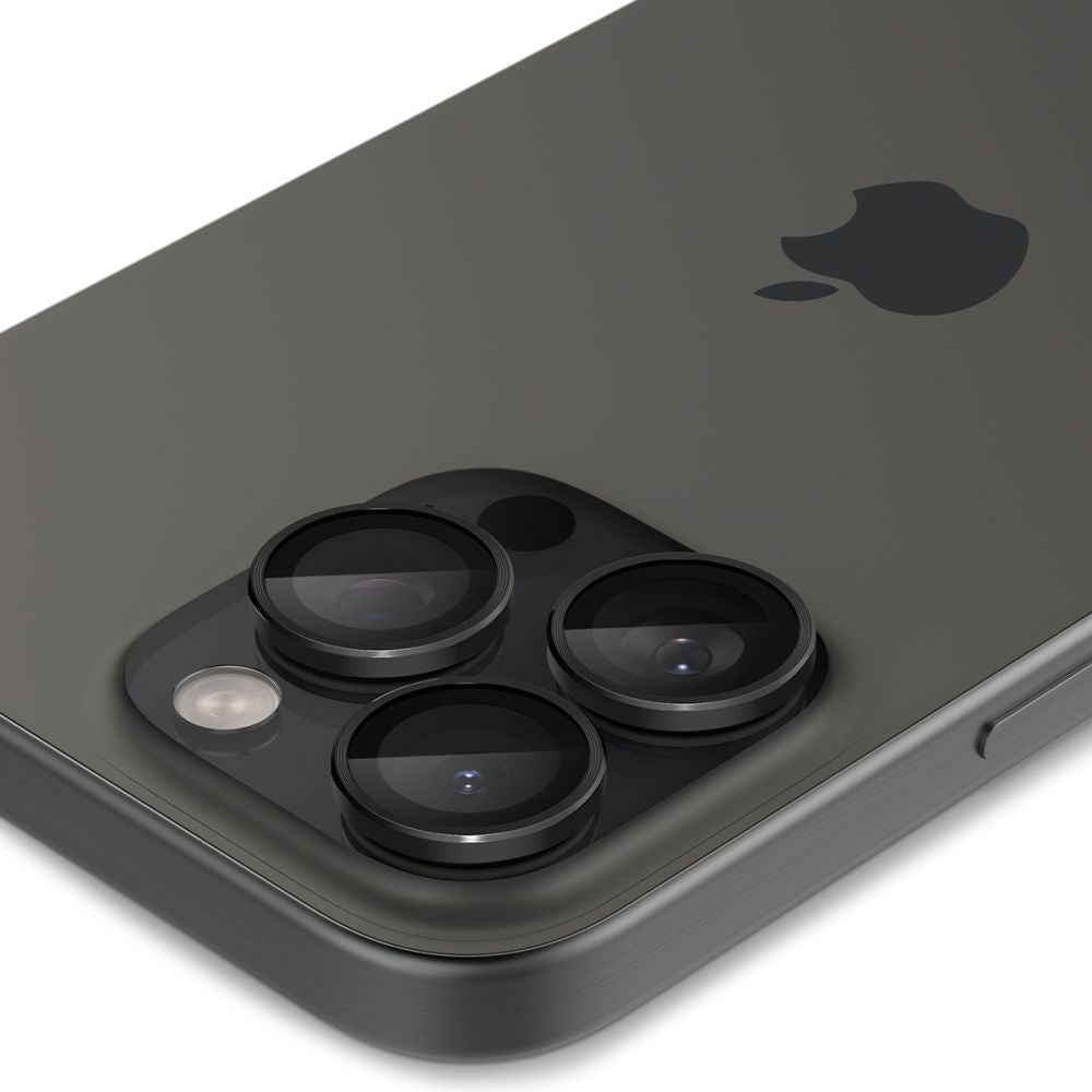 Spigen Optik.TR kameros stiklas iPhone 14–17 Pro/Max (2 vnt.) – juodas