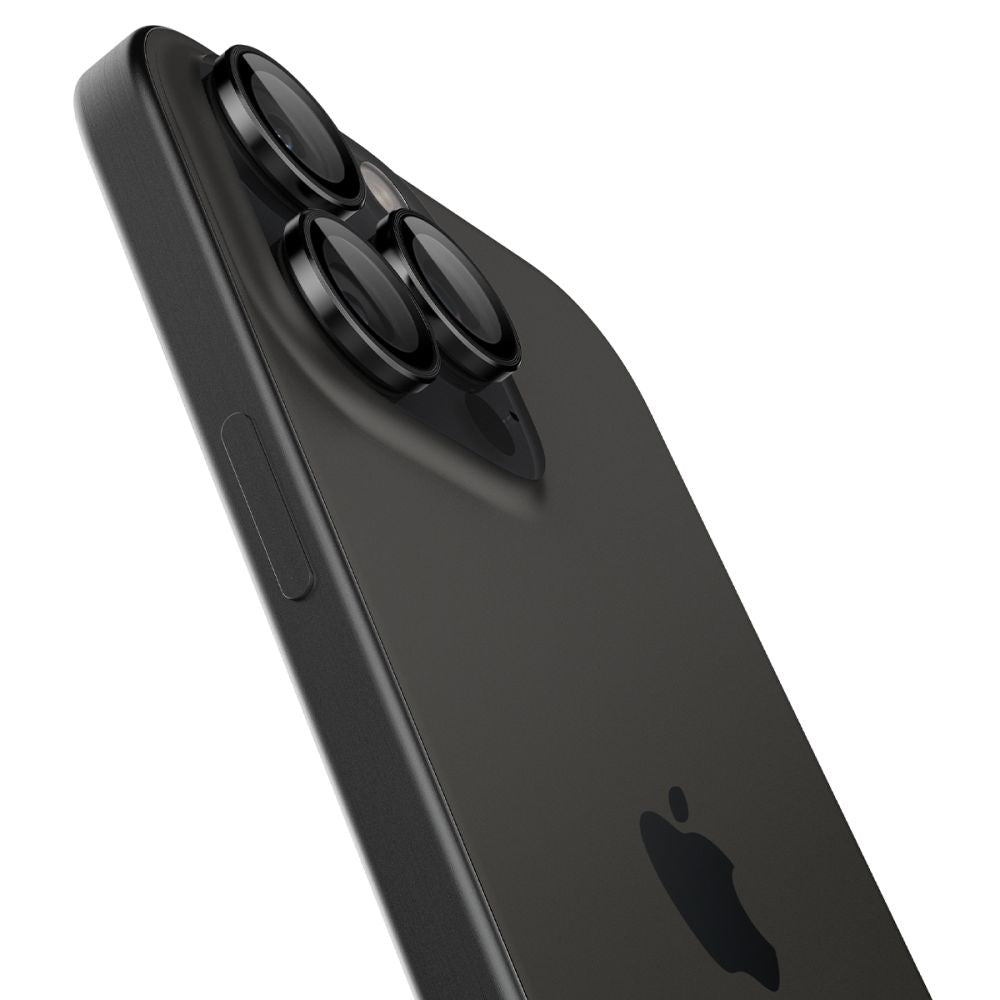 Spigen Optik.TR kameros stiklas iPhone 14–17 Pro/Max (2 vnt.) – juodas