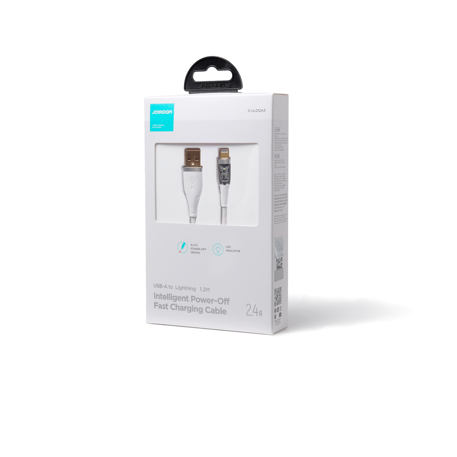 Joyroom Star-Cloud Series A3 Laidas USB-A / Lightning 2.4A 1.2m su Smart Switch - baltas