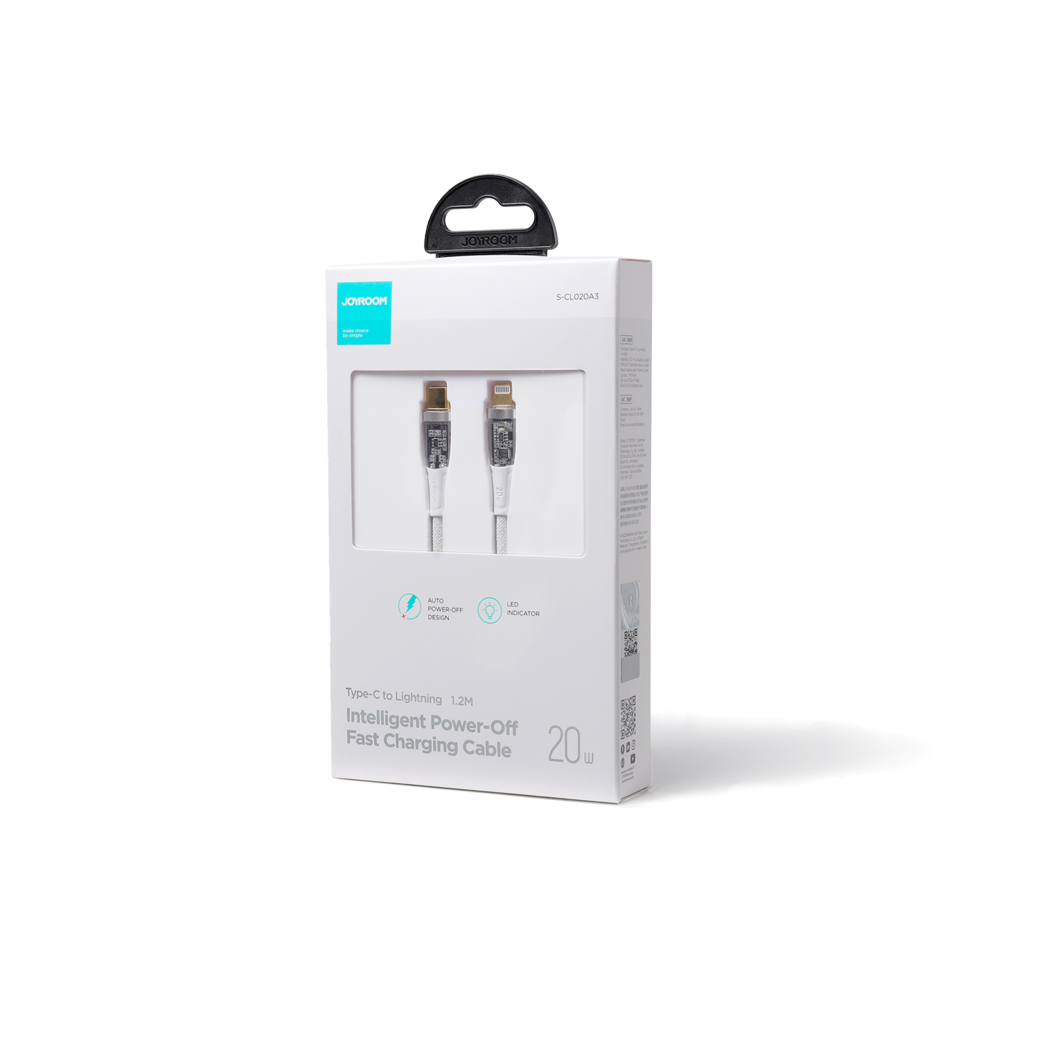 Joyroom Star-Cloud Series A3 Laidas USB-C / Lightning 20W 1.2m su Smart Switch - baltas
