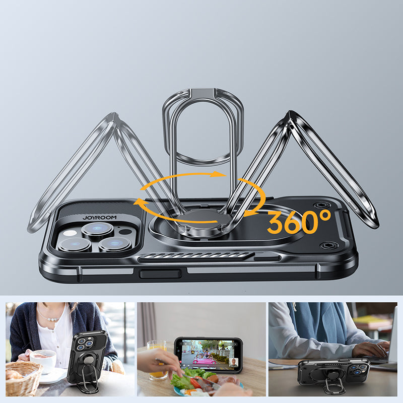 Joyroom Dual Hinge šarvuotas dėklas iPhone 14 Pro – juodas