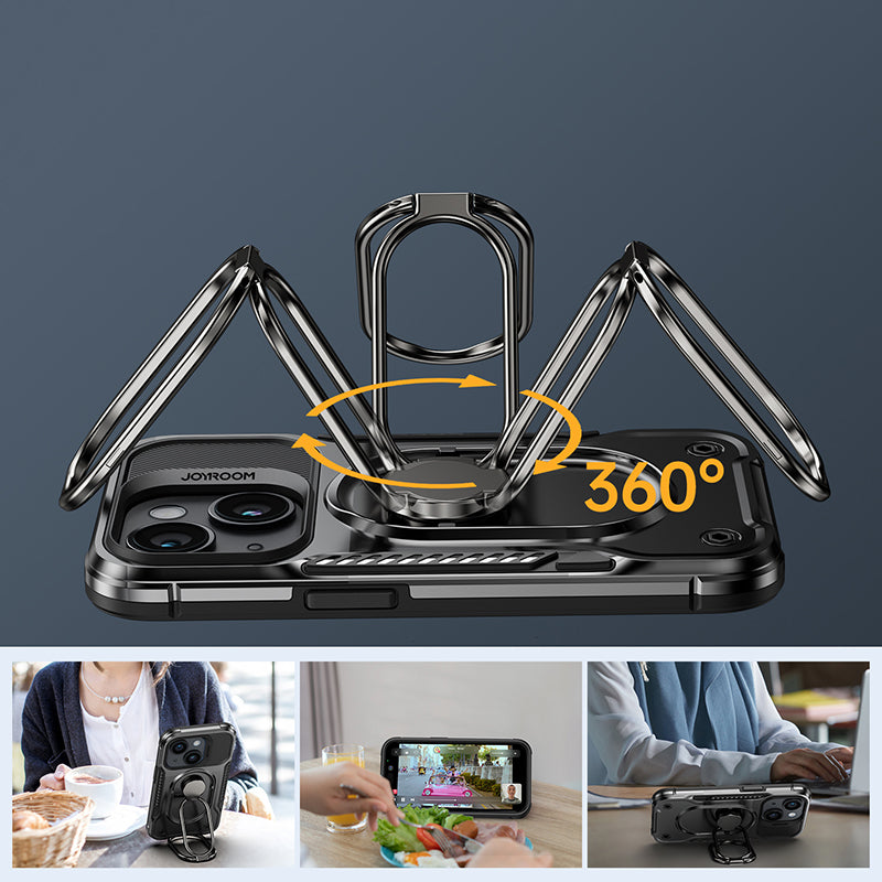 Joyroom Dual Hinge šarvuotas dėklas iPhone 14 Plus – juodas