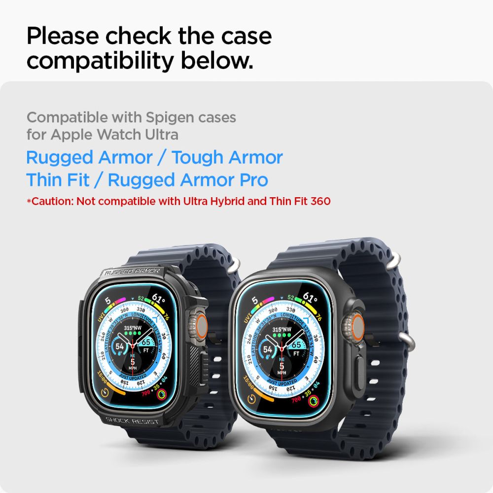 Spigen grūdintas stiklas Apple Watch Ultra 49 mm (2 vnt.)