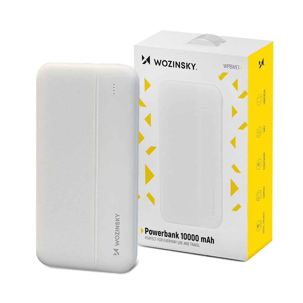 Wozinsky išorinė baterija Li-Po 10000mAh 2 x USB, balta (WPBWE1)