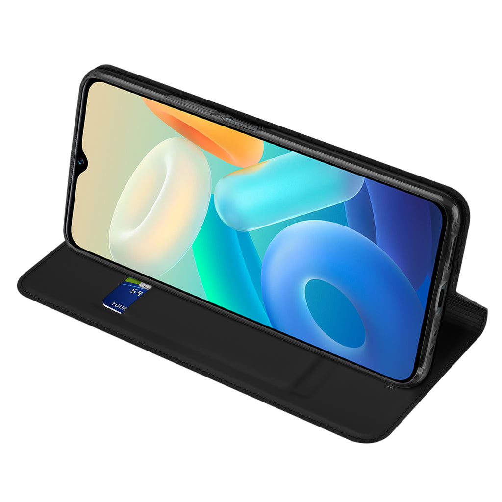 Dux Ducis Skin Pro dėklas Vivo Y16 / Y02s piniginės dėklo dangtelis su juodu atvartu -- Vivo Y16 / Vivo Y02s