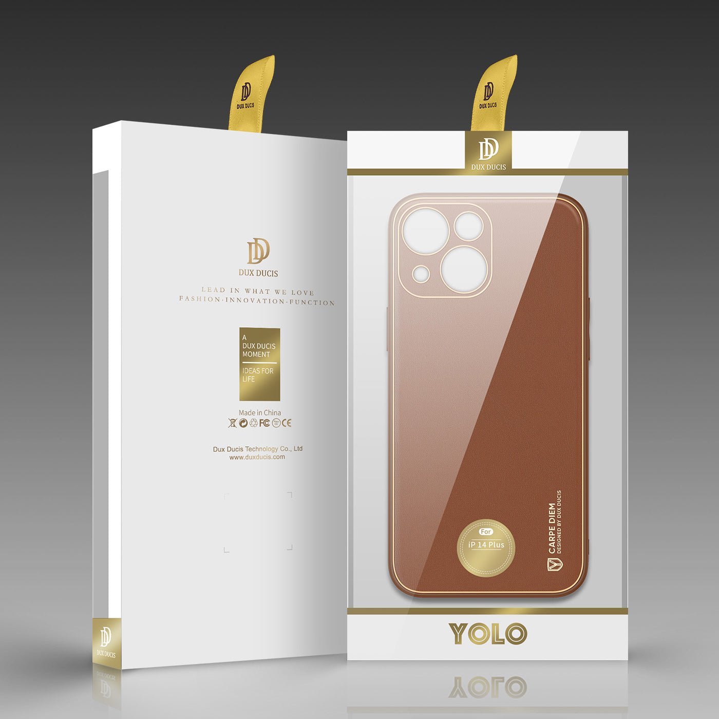 Dux Ducis Yolo dėklas iPhone 14 Plus – rudas