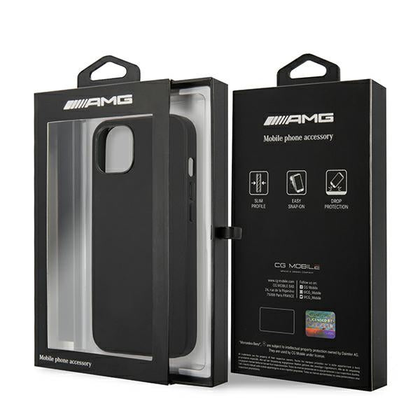AMG Leather Hot Stamped dėklas iPhone 14 Plus 6.7" – juodas