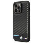 BMW Leather Carbon dėklas iPhone 14 Pro 6.1 – juodas